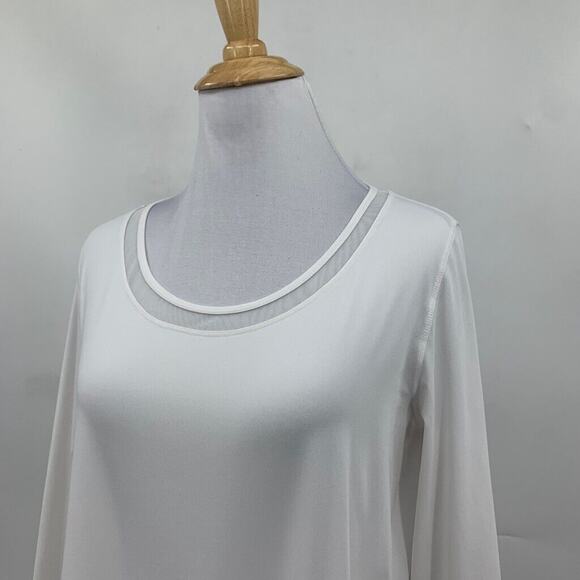 Golfino Shirt Womens L Large White Mesh Trim Panels Stretch Wicking Long Sleeve - Picture 3 of 13